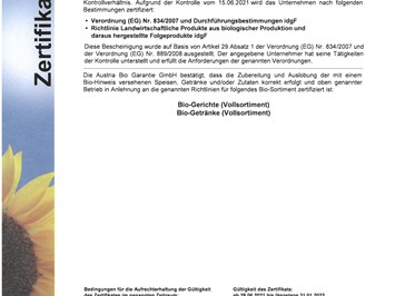 Biohotel Grafenast Nachweise Zertifikate Bio Zertifikat Austria Bio Garantie